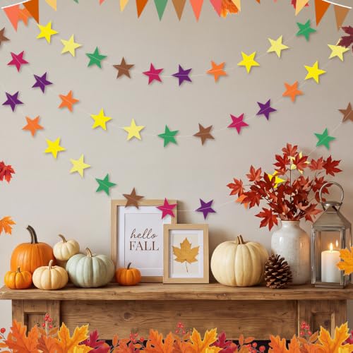 Image of Patelai Star Garland, Yellow,Brown,Deep Red,Orange,Dark Green, 130 Feet
