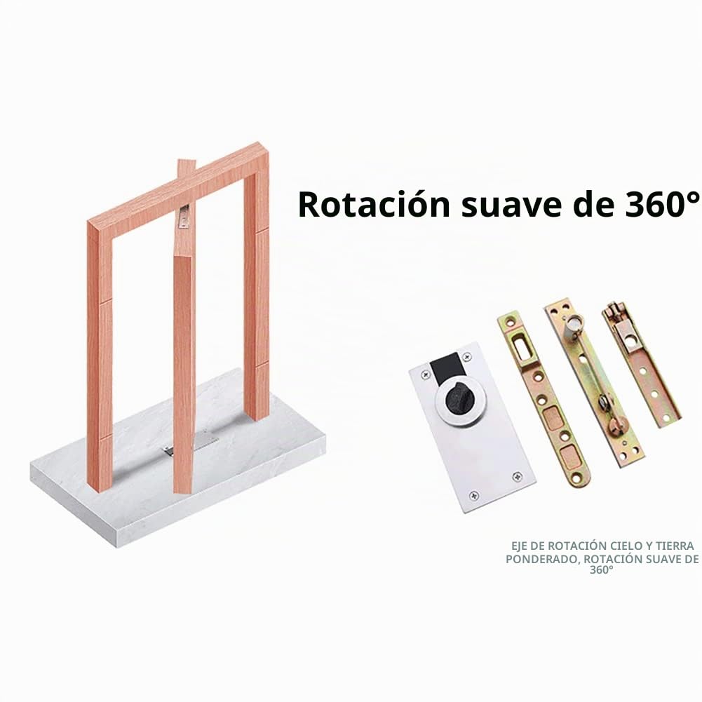 Bisagras de Rotación de Servicio Pesado 400kg en Acero Inoxidable 5'' - Pivote Oculto 360° Eje Arriba y Abajo Para Puerta Giratoria de Hotel y Almacén 1 Juego
