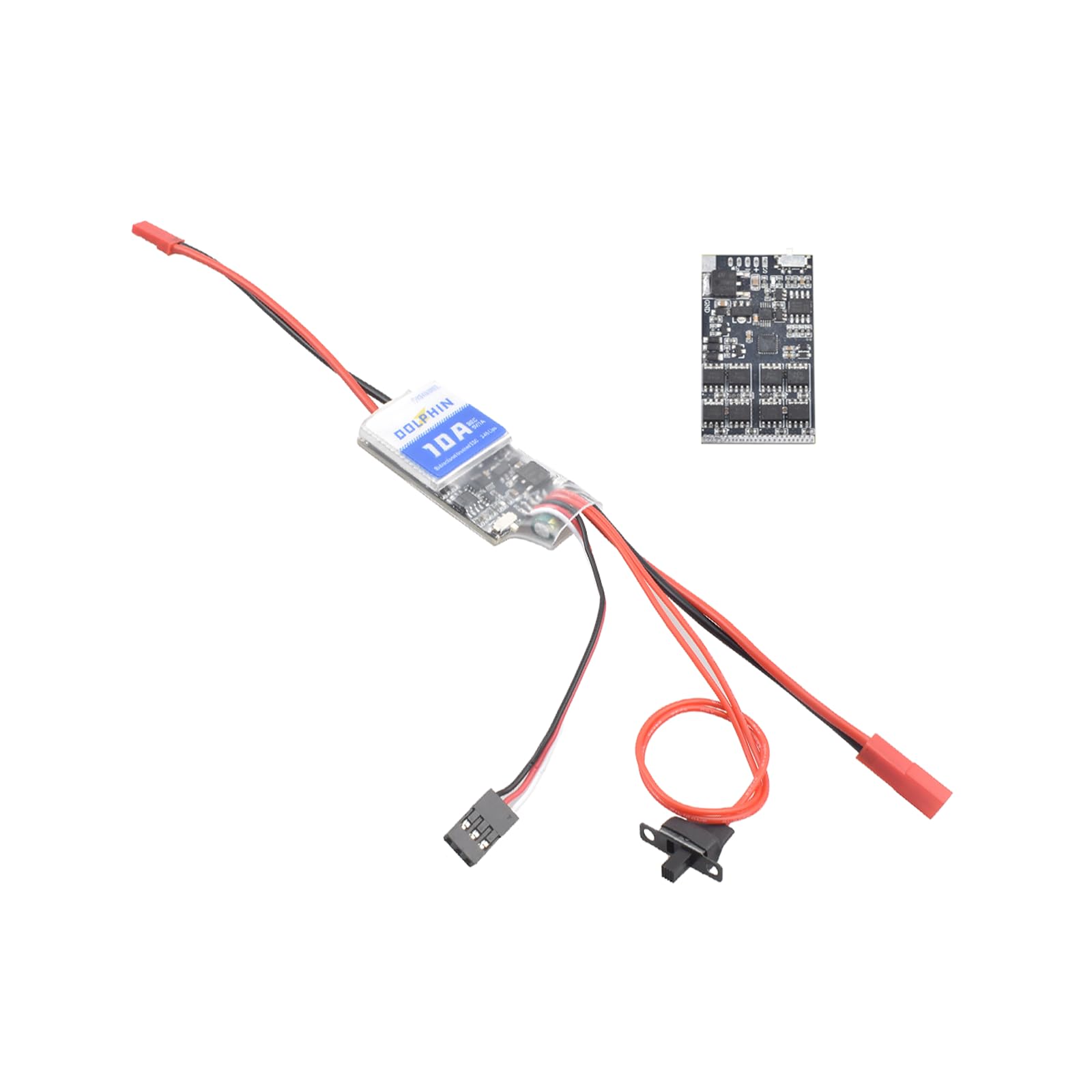 10A RC Bidirectional Brushed ESC for Rc Model DIY Boat Tank Car Compatible with 130 180 Brushed Motor Spare Parts with Medium Brake Electronic Speed Controller 2S-4S Battery