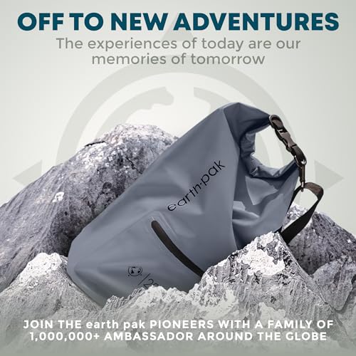 Image of Earth Pak- Waterproof Dry Bag with Front Zippered Pocket Keeps Gear Dry for Kayaking, Beach, Rafting, Boating, Hiking, Camping and Fishing with Waterproof Phone Case