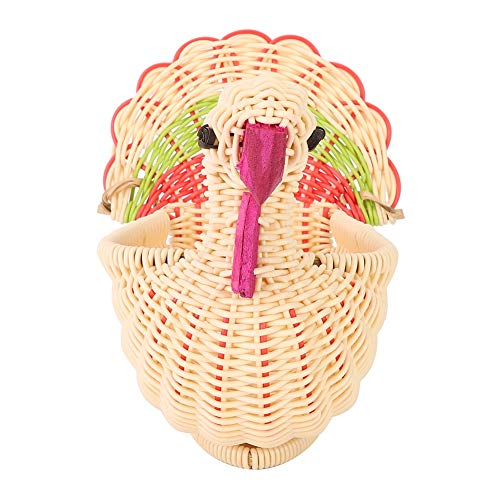 HAOHIZE Woven Storage Basket, Hand Woven Snack Basket Cute Desktop Mini Turkey shape Storage Basket HandWoven Basket Home Decoration for Home Office Turkey Light Grey