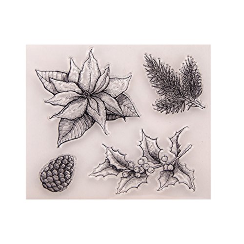 Fogun Feuille Tampons Clairs Transparents Scrapbooking Stamp En Silicone Pour DIY Loisirs Créatifs Décoration Cadeau Noel Enfant