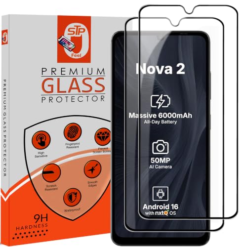 Image of STP FEEL Premium Tempered Glass Screen Protector Guard Compatible For Ai+ Nova 2 5G (6.75 Inch, Pack of 2) | Edge to Edge Coverage With Easy to installation kit for Smartphone