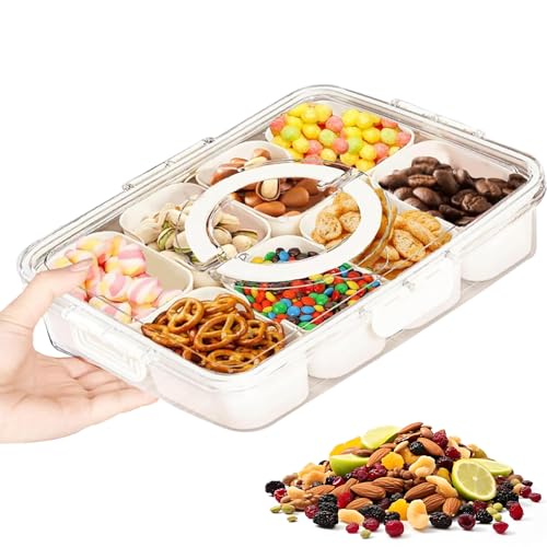 lbxtswpl Divided Serving Tray with Lid 8 Removable Compartment Box