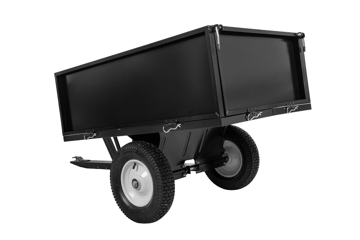 UNITRAILER Remolque de jardín basculante 225 kg para Tractor y Quad | Estructura de acero resistente, ruedas extraíbles y ruedas todoterreno. Ideal para transportar madera, tierra y heno.