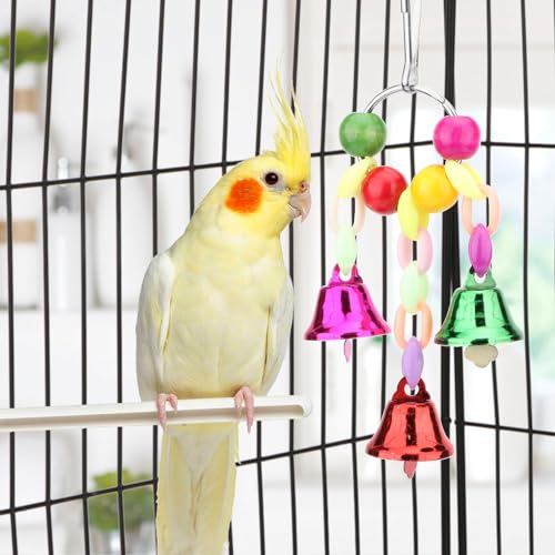Image of Hypeety Parrot Chew Toys Swing Colorful Bells Chandelier Bird Hanging Toy Parrot Cage Craft Toys Cages African Grey Conure Cockatiel Hanging Bell B