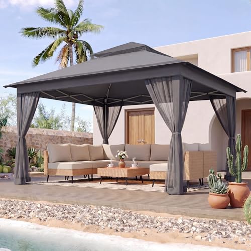 LAUSAINT HOME 12x12 Pop Up Gazebo with Mosquito Netting, Portable
