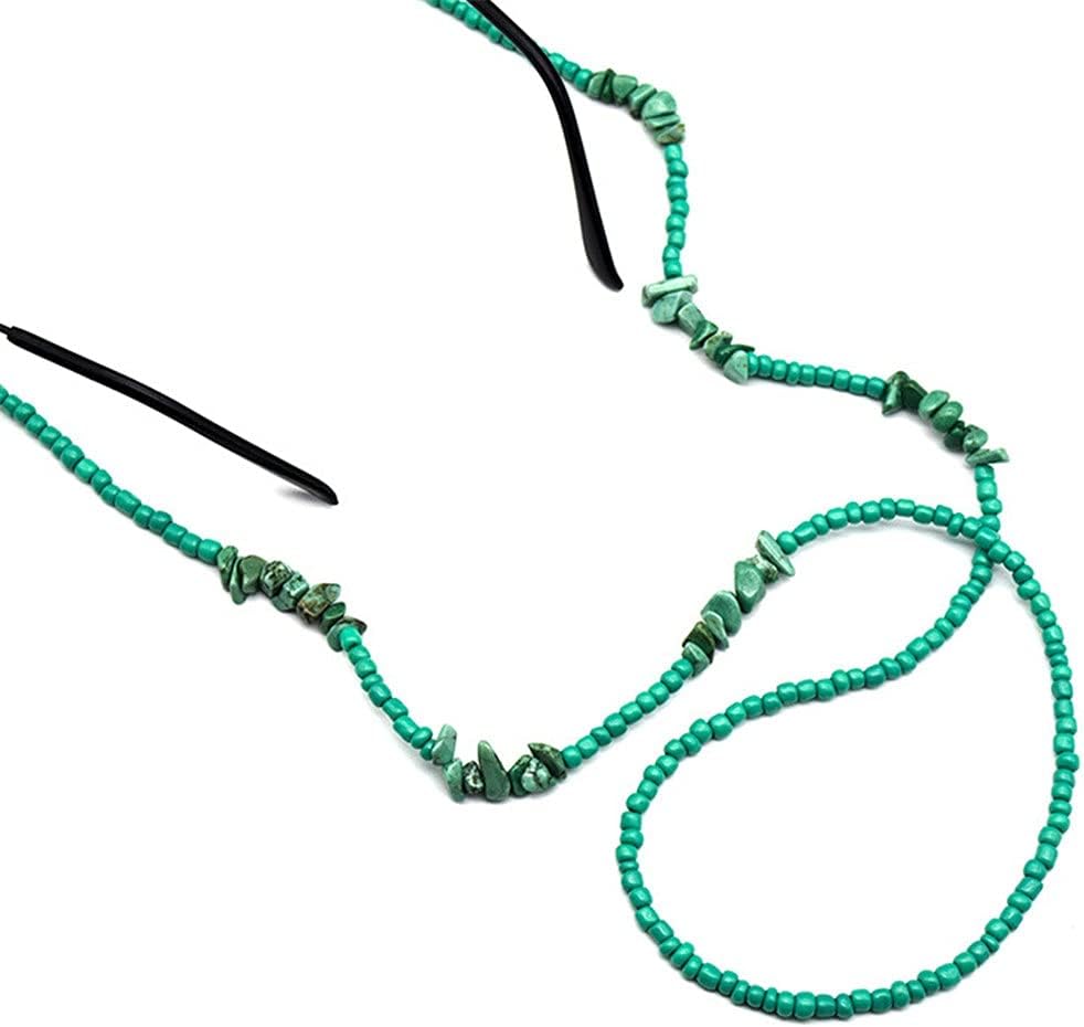Bohemia Green Stone Bead Cords Reading Glasses Chain Women Sunglasses Accessories Eyeglasses Lanyard Hold Straps