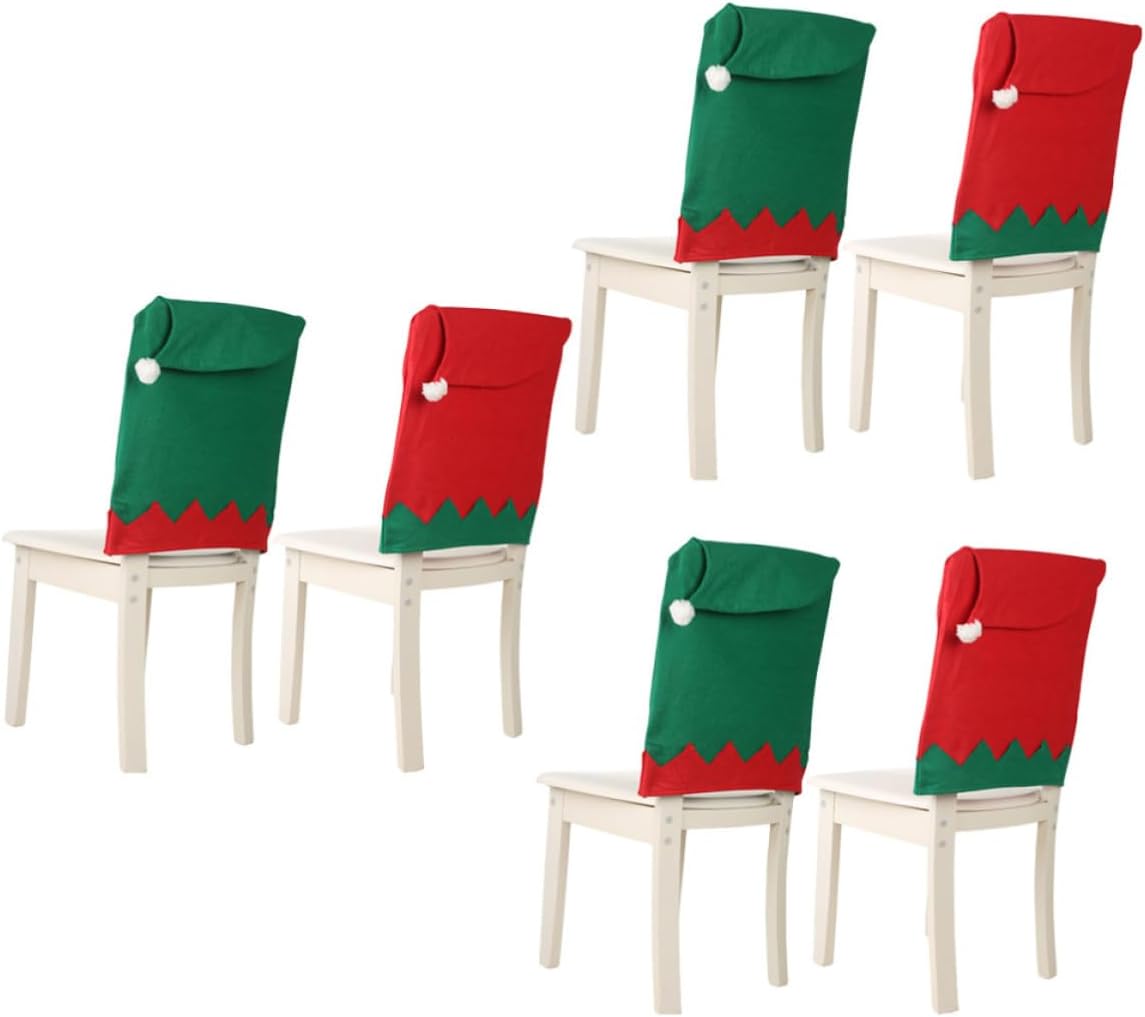 GANAZONO Xmas Christmas Chair Cover Red Green 6pcs for Dining Chairs