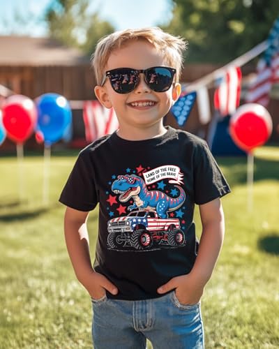 Habudda Boys 4th of July Shirt, Girls Kids Toddler USA Shirts, Red White and Blue American Flag Patriotic Tee 2T-8T2
