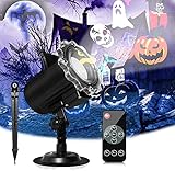 Halloween Projector Lights Outdoor, Waterproof Christmas Light Projector with 64 HD Cartoons, Holiday Projector with Remote Control and Timer for Holiday Party Garden Landscape Decorations