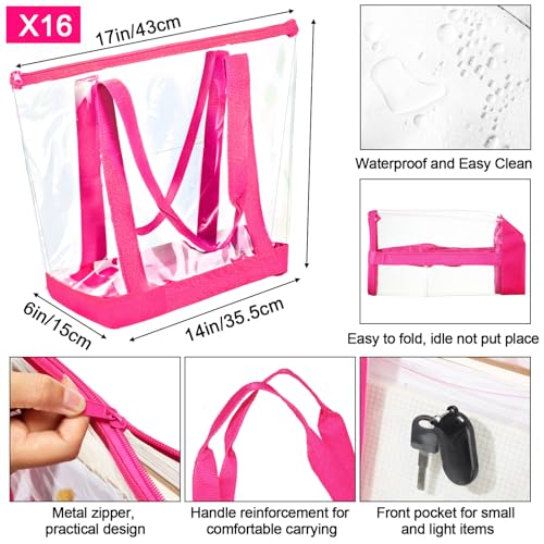 Image of Silkfly Clear Tote Bags Bulk, PVC Shoulder Handbag, Security Approved See Through Bag with Zipper Closure for Work