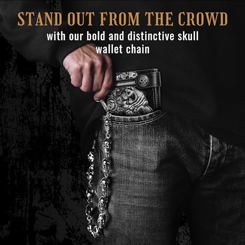 Image of ZEKEE Pants Chain and Wallet Chain for Men Women, Skull & Retro Punk Chain for Jeans, Biker Streetwear Keychain Accessory
