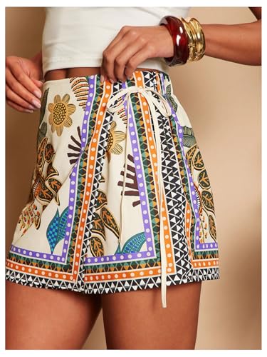 Image of SweatyRocks Women's Boho Mini Skirts Floral Shorts Tie Side Wrap Skorts