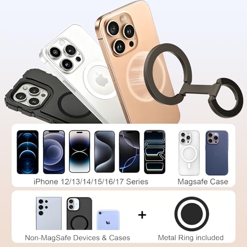 Image of Magnetic Phone Ring for MagSafe Grip [Dual-Sided Magnetic] [Super Magnet] [Magnet Phone Stand Grip Compatible with Car Mounts] Mag Safe Accessory for iPhone 17 /16 /15 /14 /13 Pro Max Plus, Grey