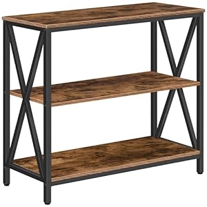 Sofa Table, Industrial Console Table, 3-Tier Narrow Side Table with Open Shelves, Foyer Table for Entryway, Hallway, Kitchen, Living Room and Bedroom, Easy Assembly, Rustic Brown CTHR8001Z