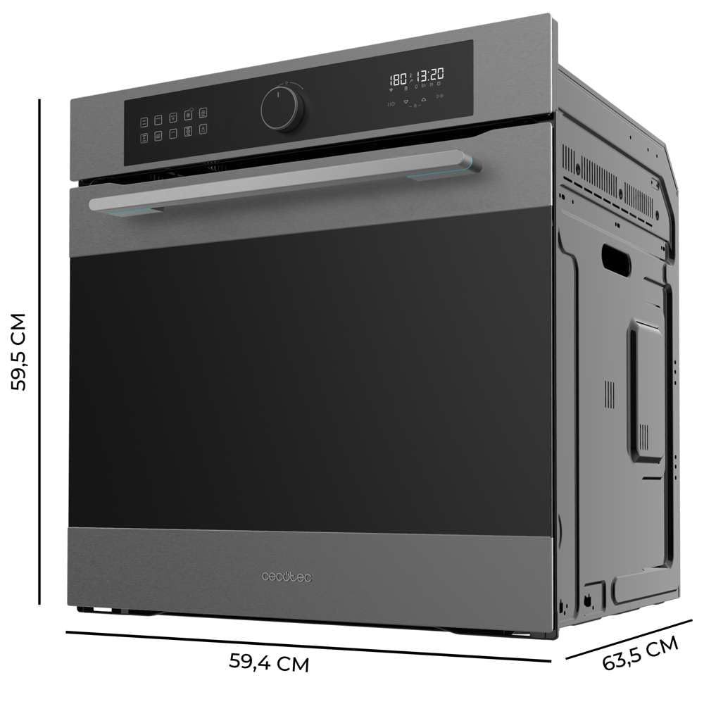 Cecotec Four Encastrable Multifonction 60 cm Bolero Hexa AF316000 Matt A 3400 W, Capacité de 81 L, 11 Fonctions avec Airfryer Master, Pizza Master, Steam Assist, Steam EasyClean, 3D Cooking, Defrost - 2