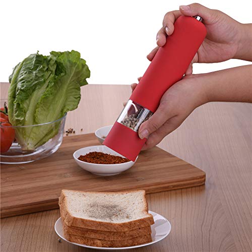 Molinillos de sal y pimienta Molinillos de sal y pimienta y molinillos de especias Rojo Blanco Negro Molino de pimienta eléctrico Herramientas creativas de cocina 2 piezas Rojo