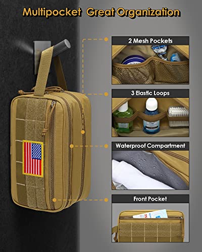 Tacticism Toiletry Bag For Men - Dry Wet Separate Travel Toiletry Bag, Tactical Molle Dopp Kit For Men With Large Capacity, Water-Resistant Shaving Bag For Adult Women For Travel, Brown #TOP3