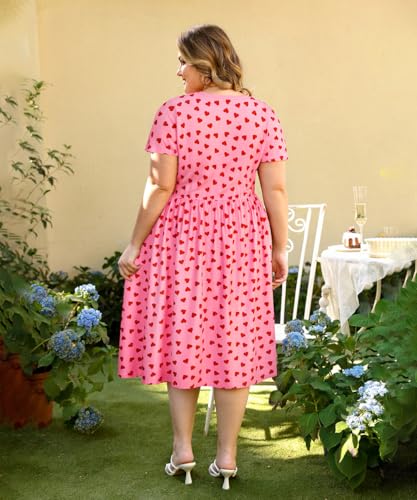 Image of RITERA Plus Size Dresses for Curvy Women Summer Spring Womens Dress V Neck Short Sleeve Casual Dress with Pockets XL-5XL