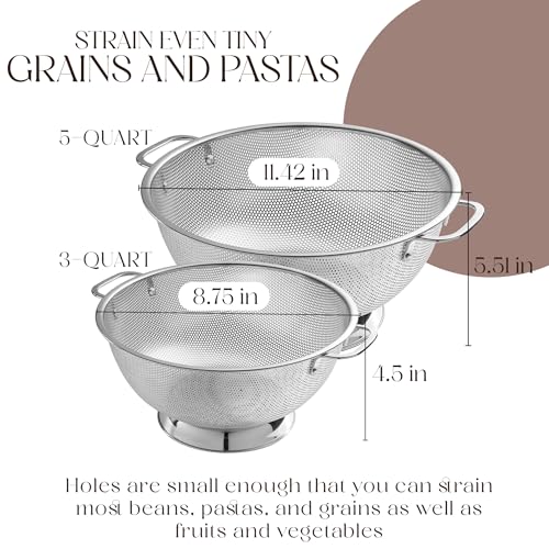 Image of Bellemain Micro-perforated Stainless Steel Colander-Dishwasher Safe (3 QT and 5 QT)