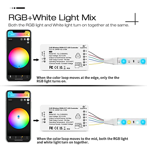 GLEDOPTO-ZigBee-30-LED-Strip-Controller-RGBCCT-Mix-Dimmable-Compatible-with-SmartThings-Amazon-Echo-Plus-AppVoice-Control-for-RGB-Warm-White-Cold-White-LED-Strip-Light-Require-ZigBee-Hub