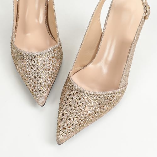 Gold Pointed Kitten Heels for Women Fashionable Closed Toe Stiletto Elegant Pumps for Events, Weddings, Or Business2