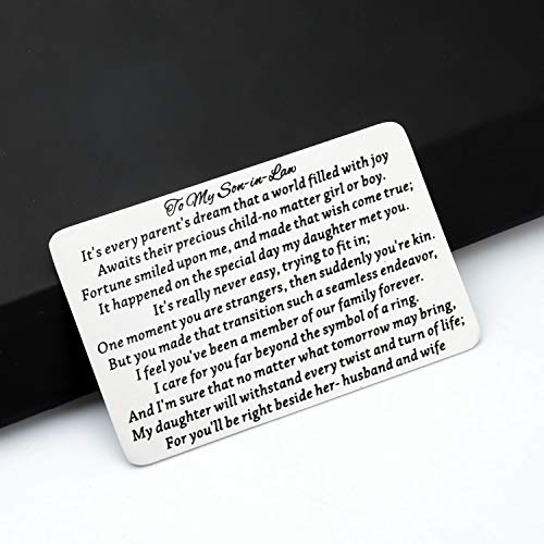 BEKECH To My Son-in-Law Wallet Insert Card Son-in-Law Jewelry from Mother-in-Law Father-in-Law4