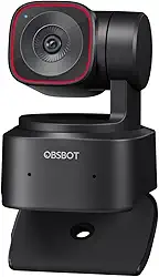 OBSBOT Tiny 2 Lite 4K Webcam PC, câmera de streaming PTZ com rastreamento IA e sensor 1/2", controle gestos HDR microfones webcam computador mesa laptop reunião videochamadas 4K@30fps / 1080@60fps