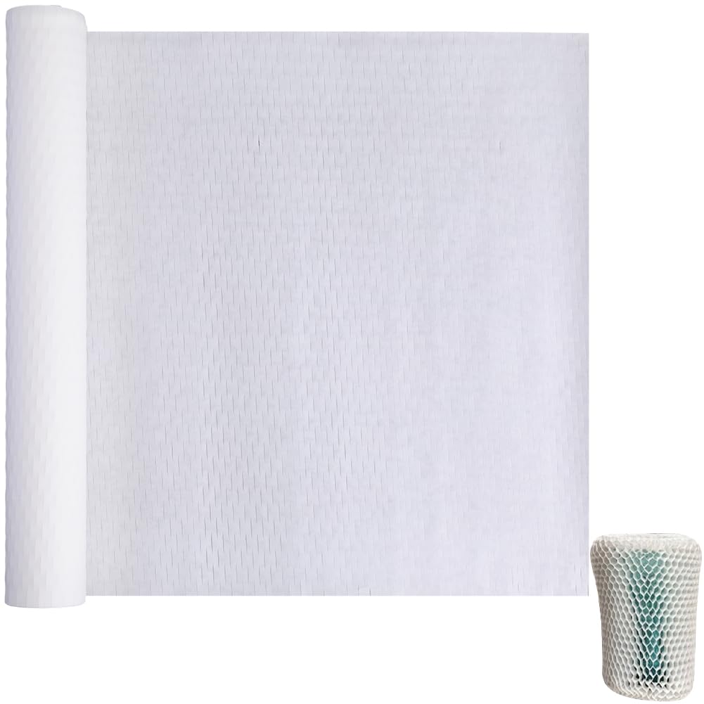 CABODYALS 5M Honeycomb Packing Paper Wrap White Rectangle Flower Wrapping Papers Substitute Alternative Bubble Cushioning Wrap Moving Supply for Shipping Packaging Branding Furniture Storage Bouquet