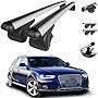 OMAC Roof Rack Cross Bar Set for Audi A4 Allroad 2008-2015 Silver - Car Rooftop Rail Crossbars 165 Lbs Load Adjustable Anti-Theft Keyed Locking 2 Pcs - Carrier for All Your Cargo Luggage Kayak