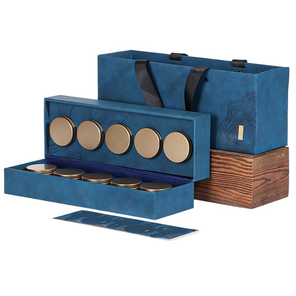 Botes Cocina Almacenaje Recipiente Creativo for almacenar té Suelto, Lata de Hierro Redonda pequeña Color sólido, vacía, Juego, Caja Regalo Diez latas(B)