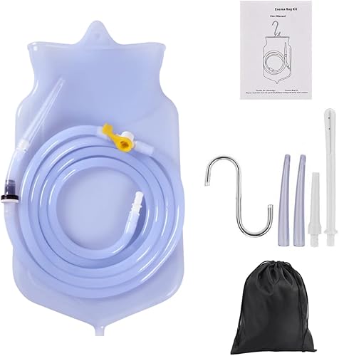 Miniatura 2 de Kit de bolsa de enema de silicona reutilizable, 2L, limpieza de enema de café y agua, manguera de silicona de 6.56 pies de largo, ducha anal para
