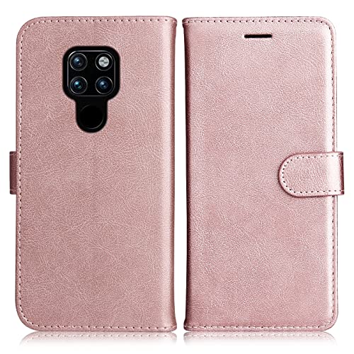 DENDICO Cover per Huawei Mate 20, Premium Portafoglio PU Custodia in PU Pelle, Flip Libro TPU Bumper Caso per Huawei Mate 20, Rosa