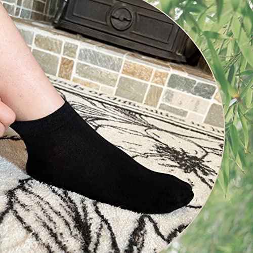 Serisimple Women Bamboo Ankle Socks Low Cut Thin Sock Lightweight Pastal Color Soft Sock 5 Pairs(Black, Large) #TOP3