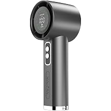 YUHANG High-Speed Portable Handheld Fan,LED Display Screen,Equipped With a 3000mAh Battery,100-Speed Stepless Speed Control,Suitable For Travel/Commuting/Outdoor Use Grey