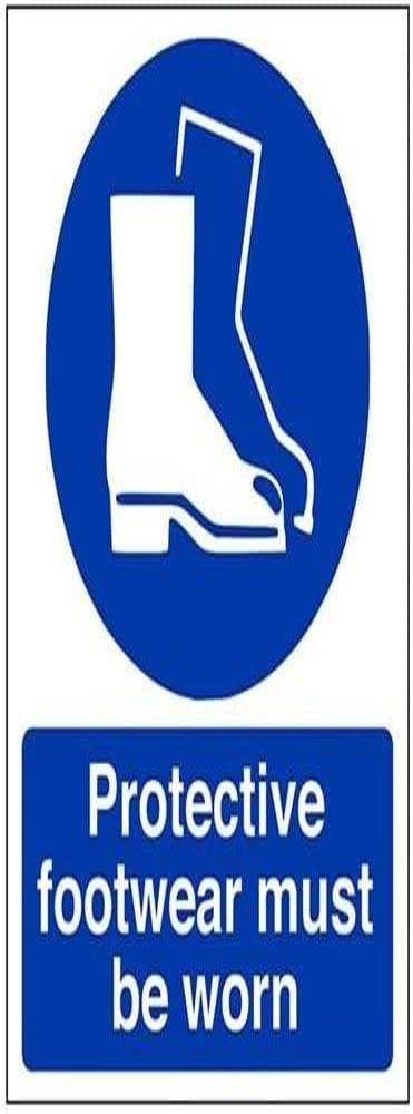 V Safety Protective Footwear Must Be Worn In This Area PPE Sign - 150mm x 200mm - Self Adhesive Vinyl