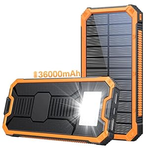 Power-Bank-Solar-Charger – 36000mAh Solar Power Bank, PD 20W Quick Charge,Drop-Proof Waterproof Dustproof Built-in LED…