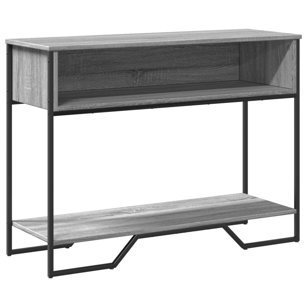 Mesa consola Sonoma gris 100 x 35 x 74,5 cm – Mesa auxiliar de madera con asas de metal y espacio de almacenamiento, mesa clásica para salón y pasillo