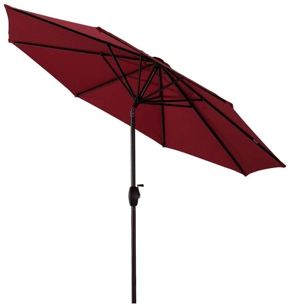 SaryEdge Outdoor Garden Parasols 9Ft / 270Cm Patio Garden Table Umbrella W/Tilt Adjustment, Perfect For Outdoor, Beach Commercial Event Market, Camping, Swimming Po,Wine Red-A