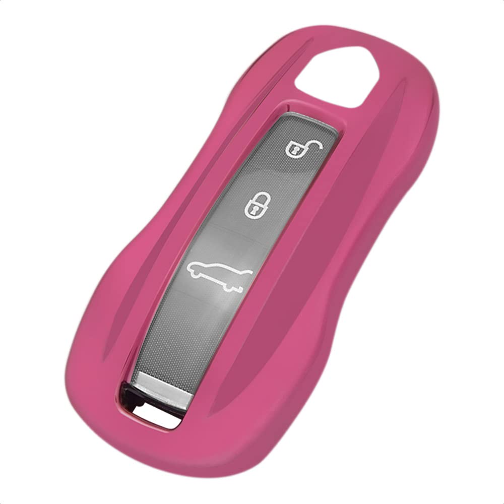 TANGSENSmart Key Fob Case Pink TPU Protective Cover for Porsche 911 Cayenne Panamera TAYCAN 3 4 Button Keyless Entry Remote Control Accessories
