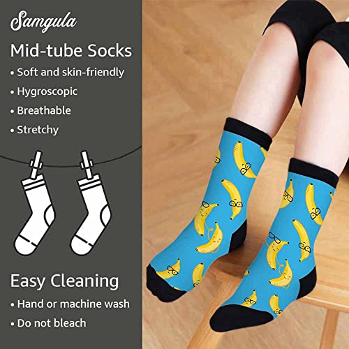 Image of Red Striped Crew Socks for Woman Size 6-8 Christmas Tree Moose Snowflake Dots Lines Girls Socks