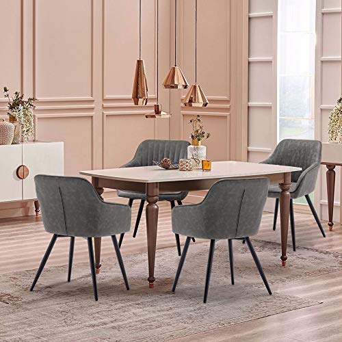 Annjoe Faux Leather Accent Chair Arm Chairs Living Room Chairs Leisures Chair Upholstered Chair With Metal Legs Set Of 2 For Home Kitchen Office Bistro Cafe, Gray #TOP7