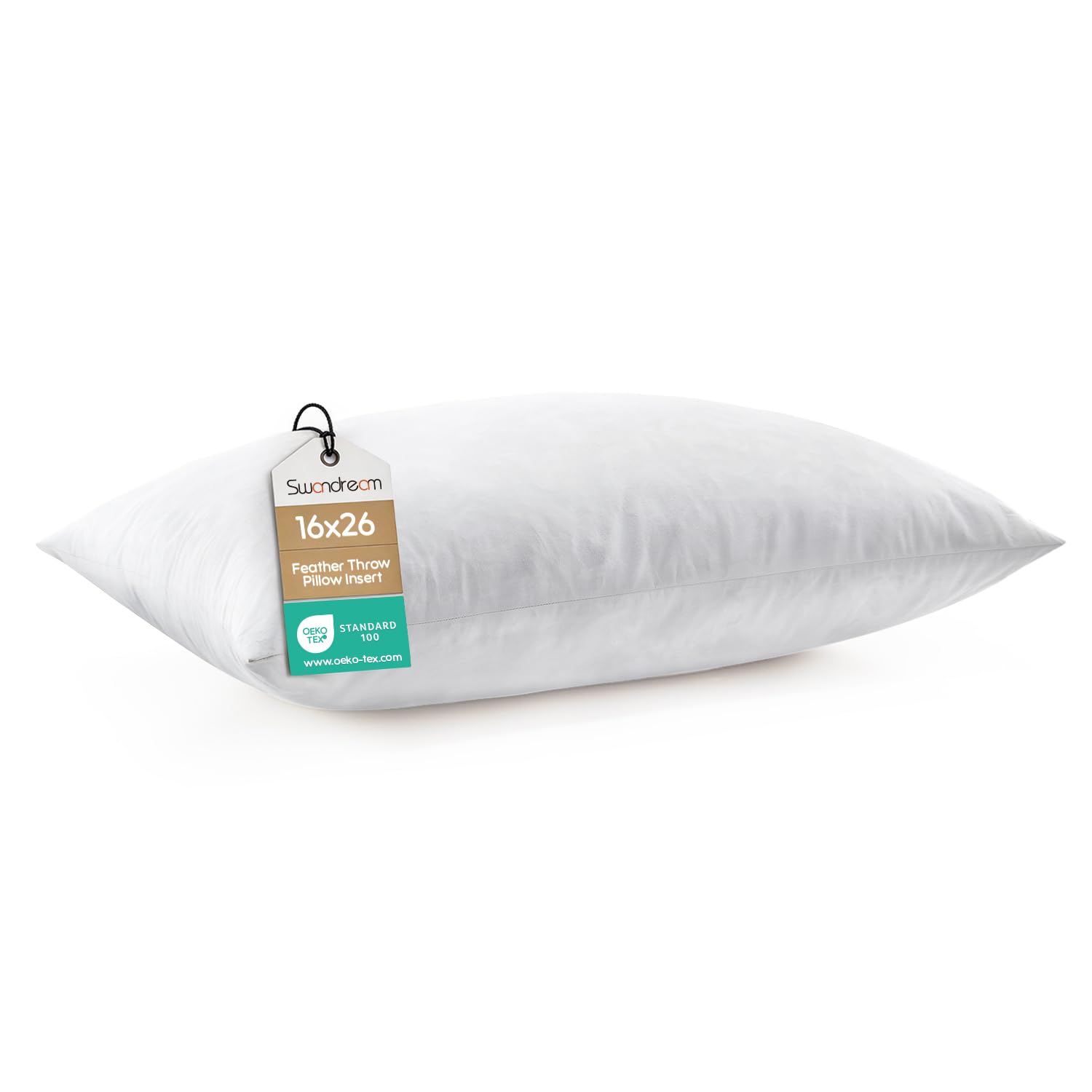 16x26 Feather Lumbar Pillow Insert, Decorative Throw Pillow Insert for Covers, Fuller Fit with Soft Support for Bed and Couch