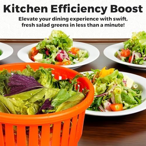 Centrifugador de ensalada – Lavadora y secadora de lechuga de gran capacidad con cierre seguro de tapa y mango giratorio para una limpieza y secado eficientes de verduras y verduras