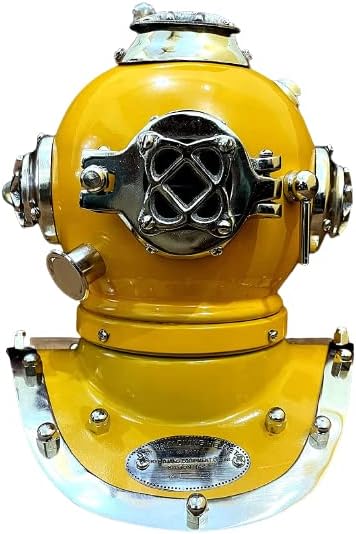 Marine Yellow Tiny Diving Helmet US Navy Mark Mini Diving Helmet Scuba Divers Deep Sea Helmet Small Iron Diving Helmet Divers Home Decorative Gift