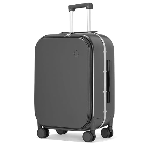 mixi Luggage Suitcase with Spinner Wheels, 24'' Checked Travel Luggage Aluminum Frame PC Hardside with TSA Lock & Cover