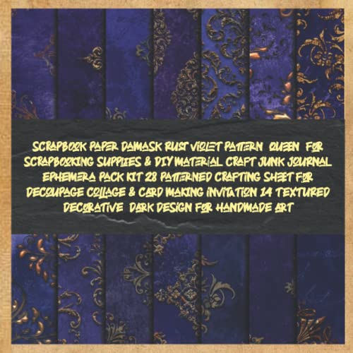 scrapbook paper damask rust violet pattern queen for scrapbooking supplies & DIY material craft junk journal ephemera pack kit 28 patterned crafting ... decorative dark design for handmad art image 2