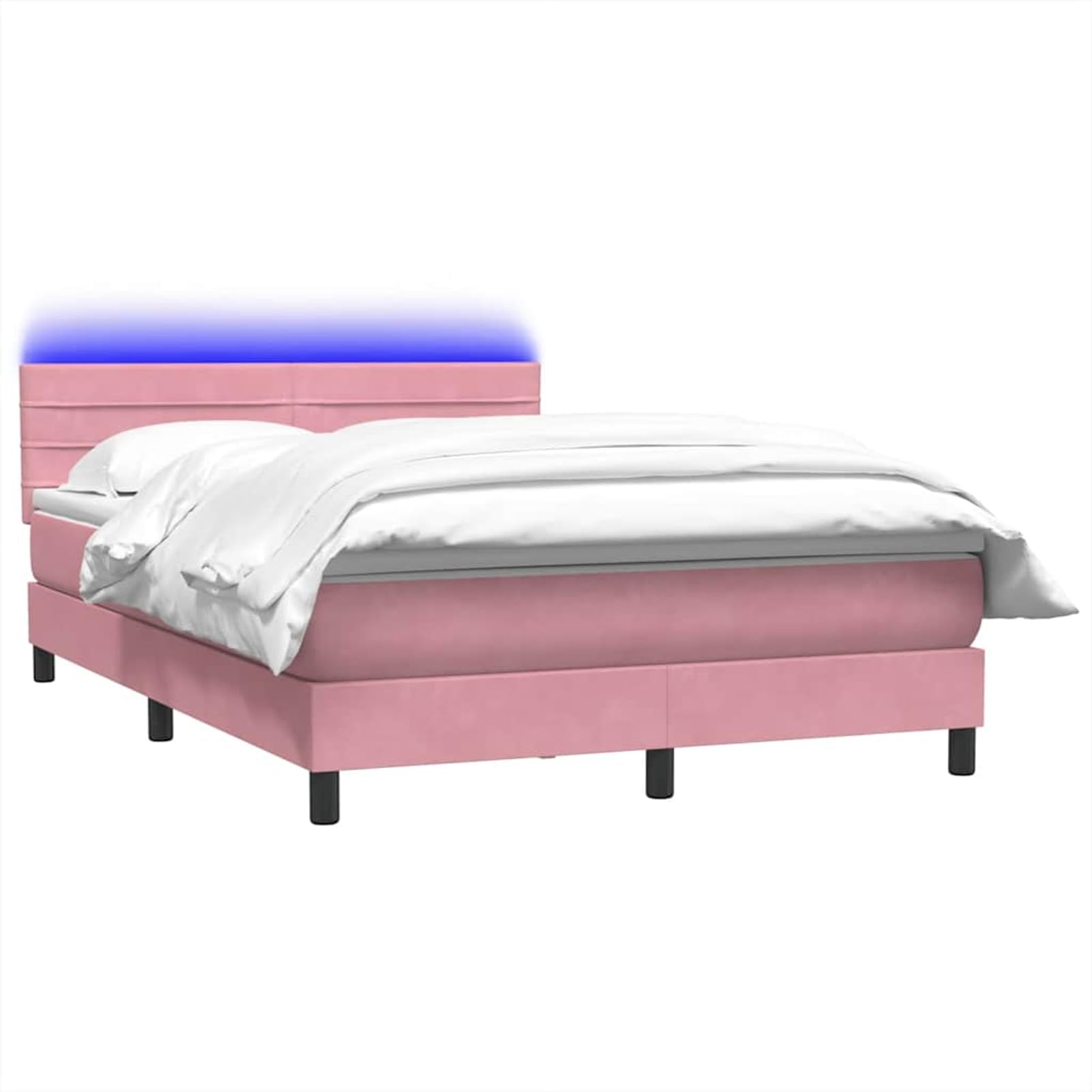 ATOMSTACK MAKER Letto a molle, rosa, 140 x 220 cm, con materasso a molle insacchettate, testiera regolabile in altezza, cuscino traspirante e illuminazione a LED, tessuto vellutato, altezza 20 cm, con
