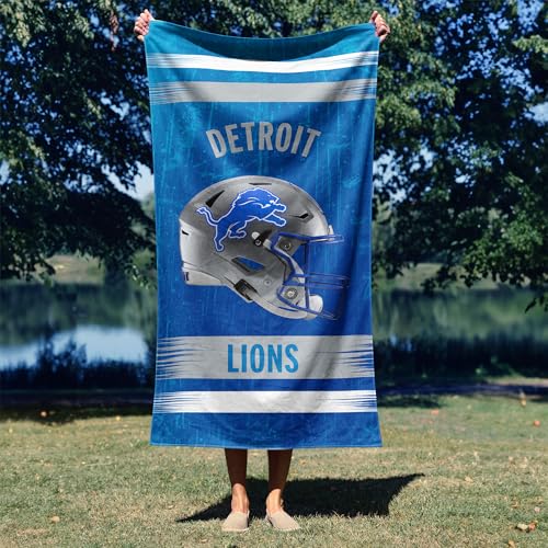 Image of Northwest NFL Detroit Lions Microfiber Beach Towel, 30 x 60 Inches - Quick Dry, Sand Resistant, Lightweight, Highly Absorbent, Blitz Design
